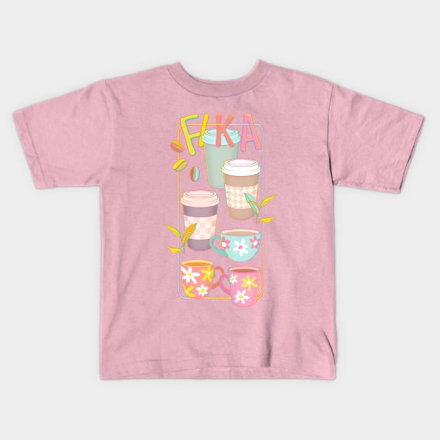 Pastel Fall Fika Kids T-Shirt by PerrinLeFeuvre